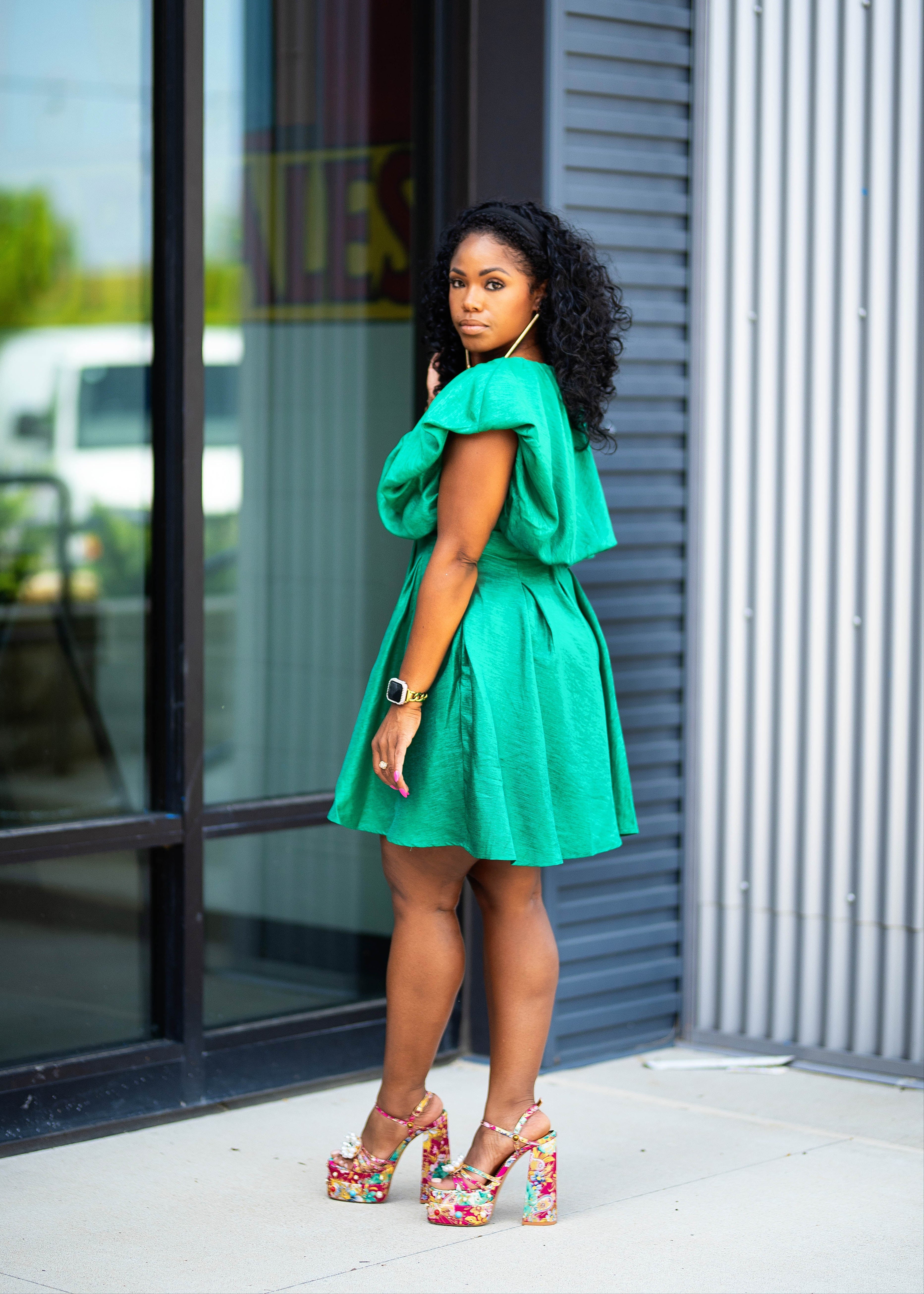 Mollie | Balloon Collar Dress {Green} PLEASE READ DESCRIPTION