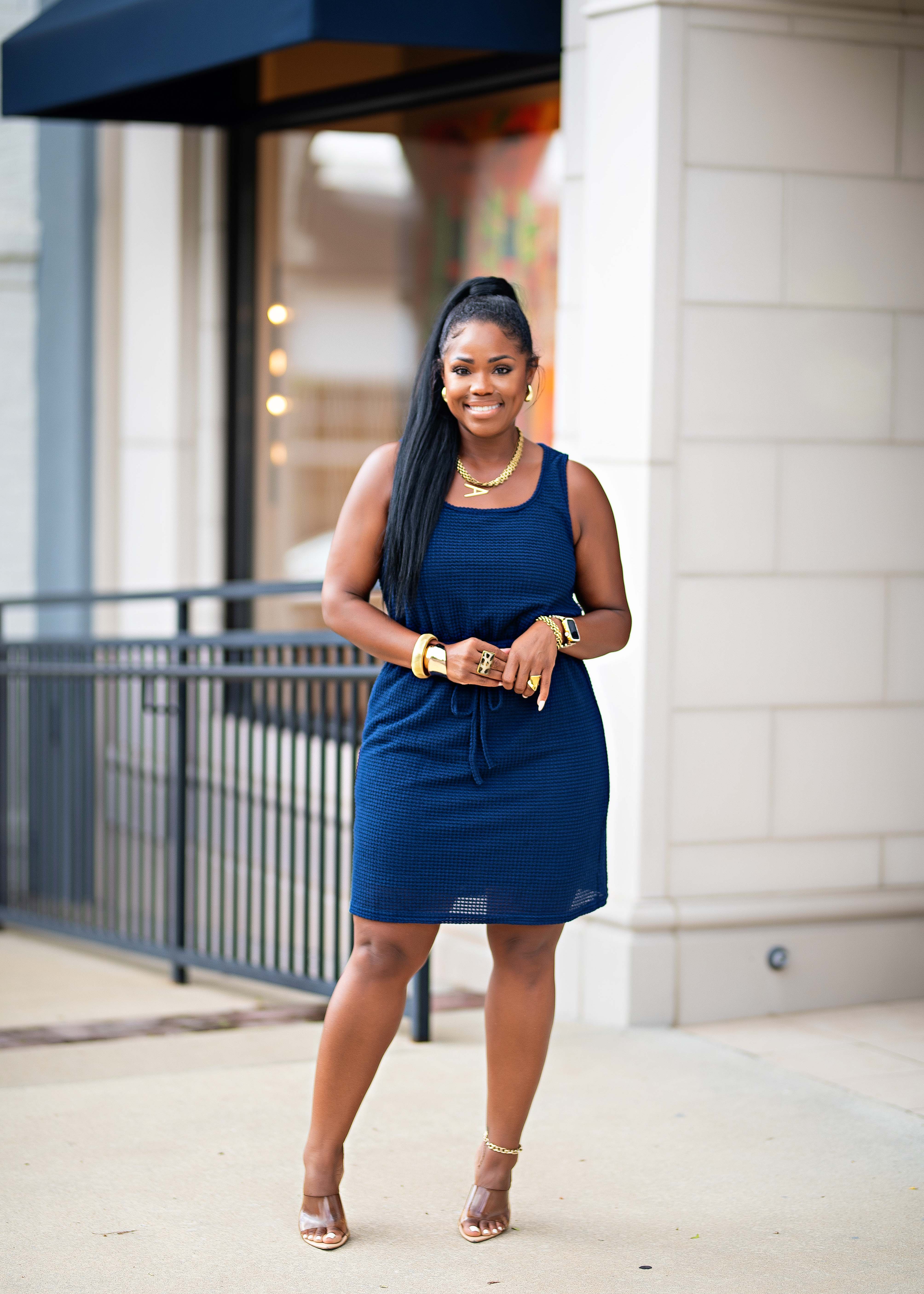 Bree |Waffle Knit Dress {Navy} PLEASE READ DESCRIPTION AND NOTE SHIPPING TIME