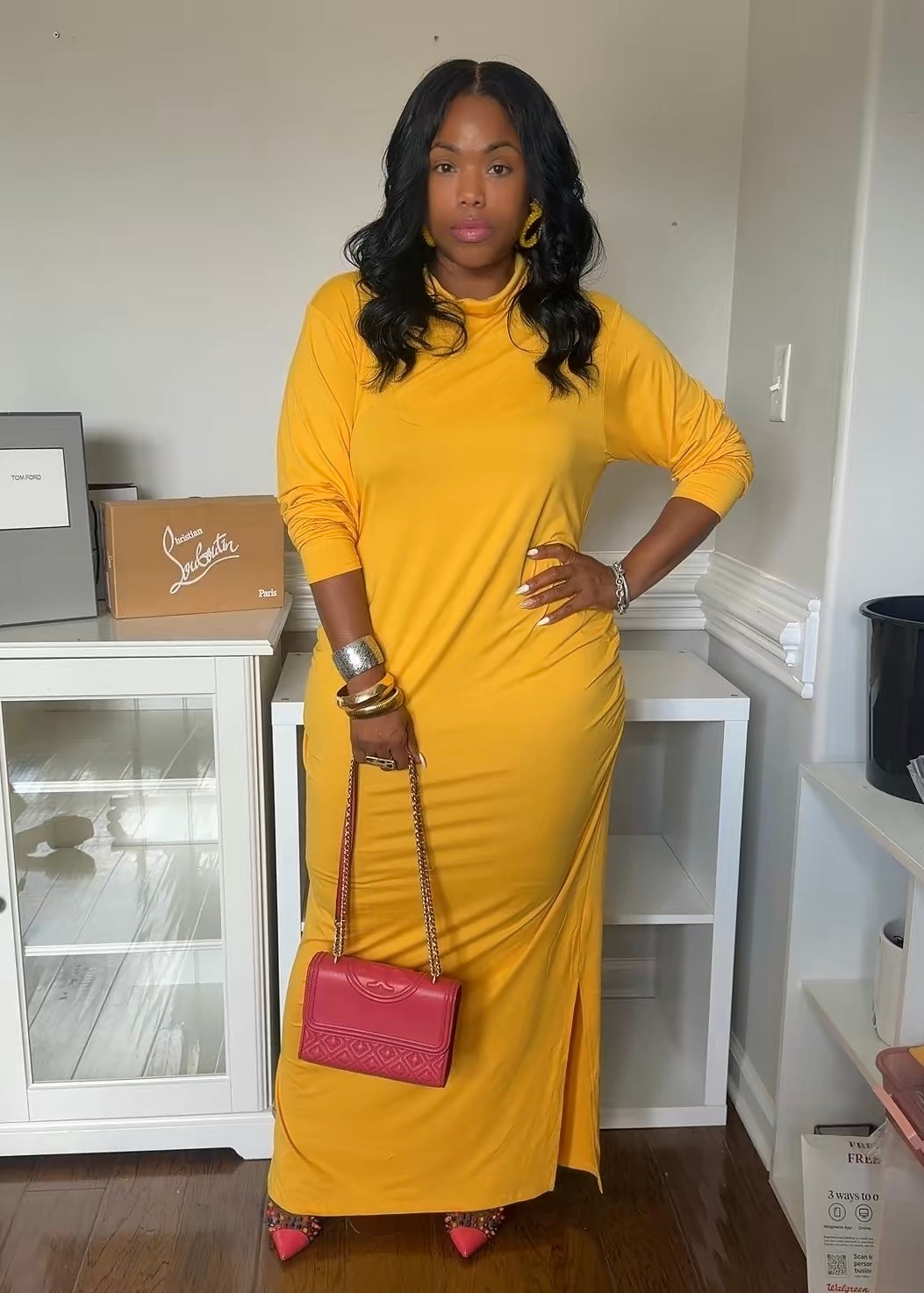 Lyllian | Turtleneck Maxi Dress {Yellow}