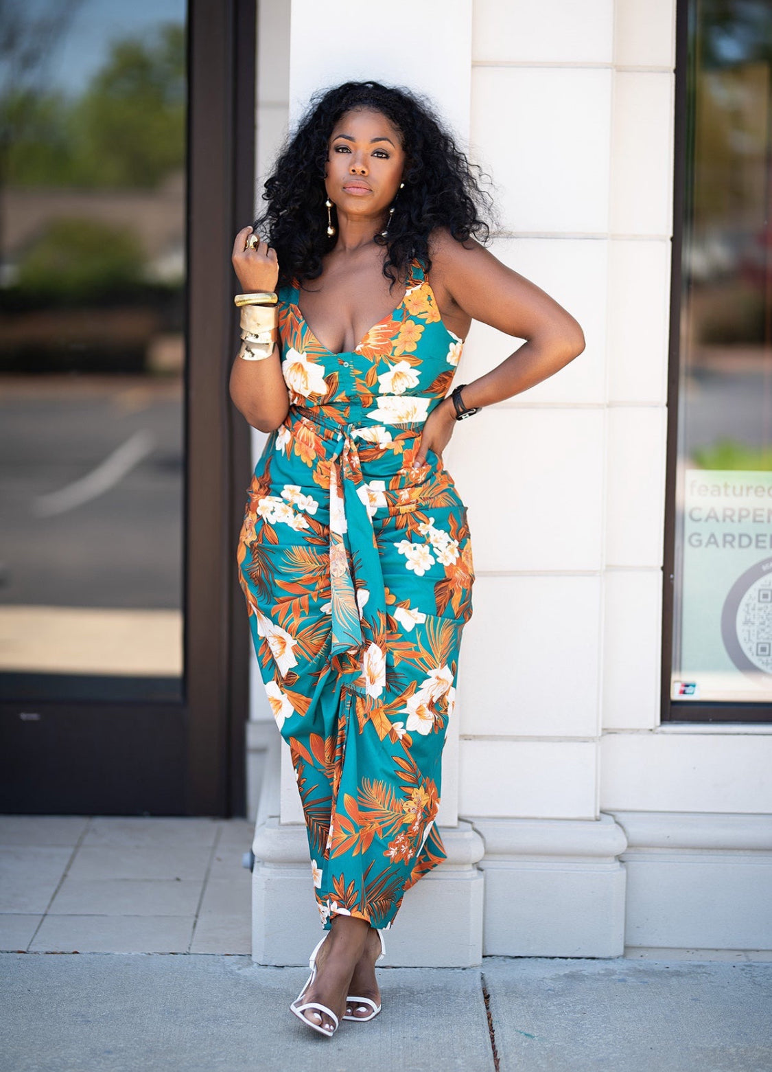 Karolyn | Waist tie Dress {Teal + Orange} PLEASE READ DESCRIPTION