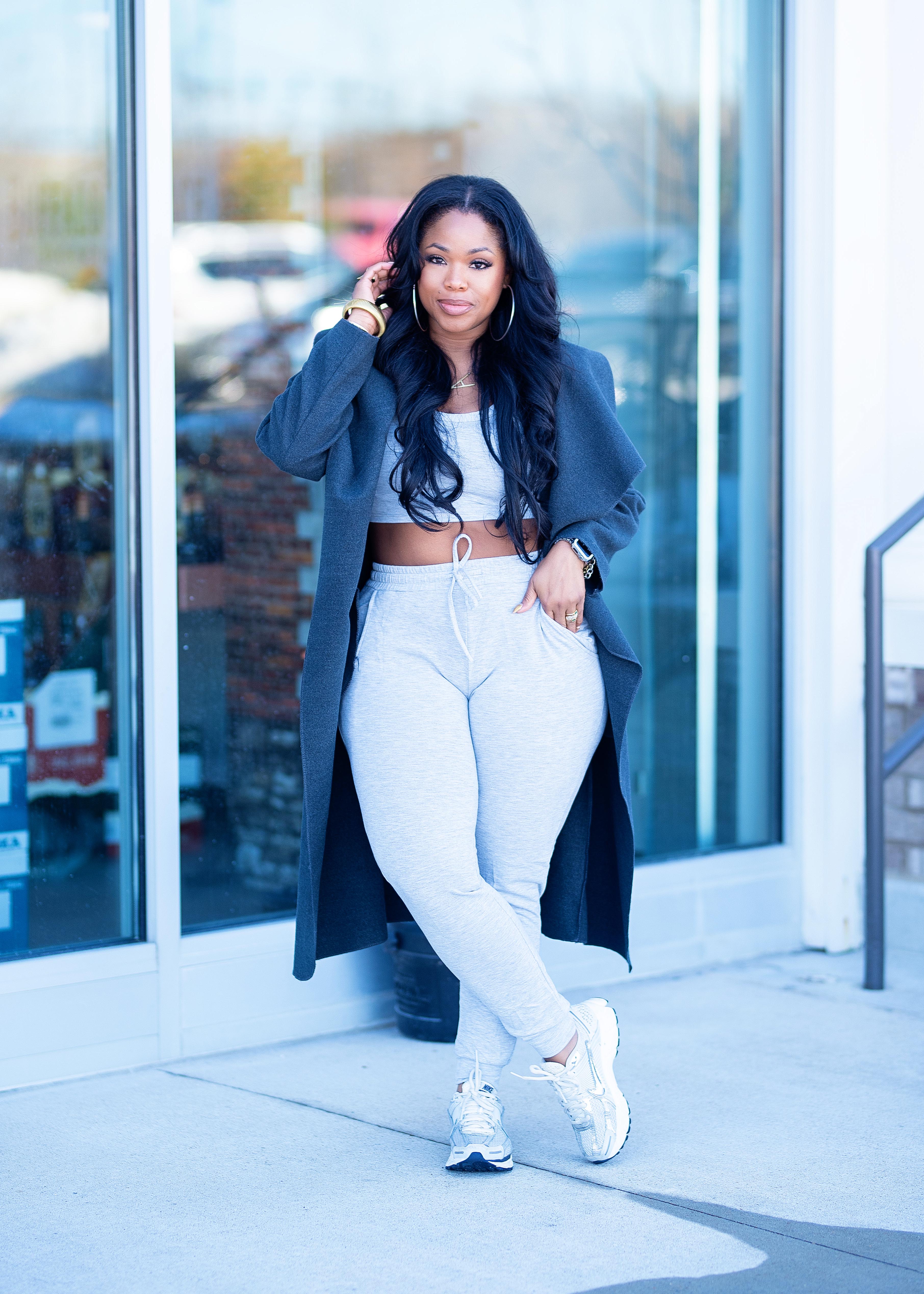 Kiki | Two piece jogger set {Gray} Please Read Description