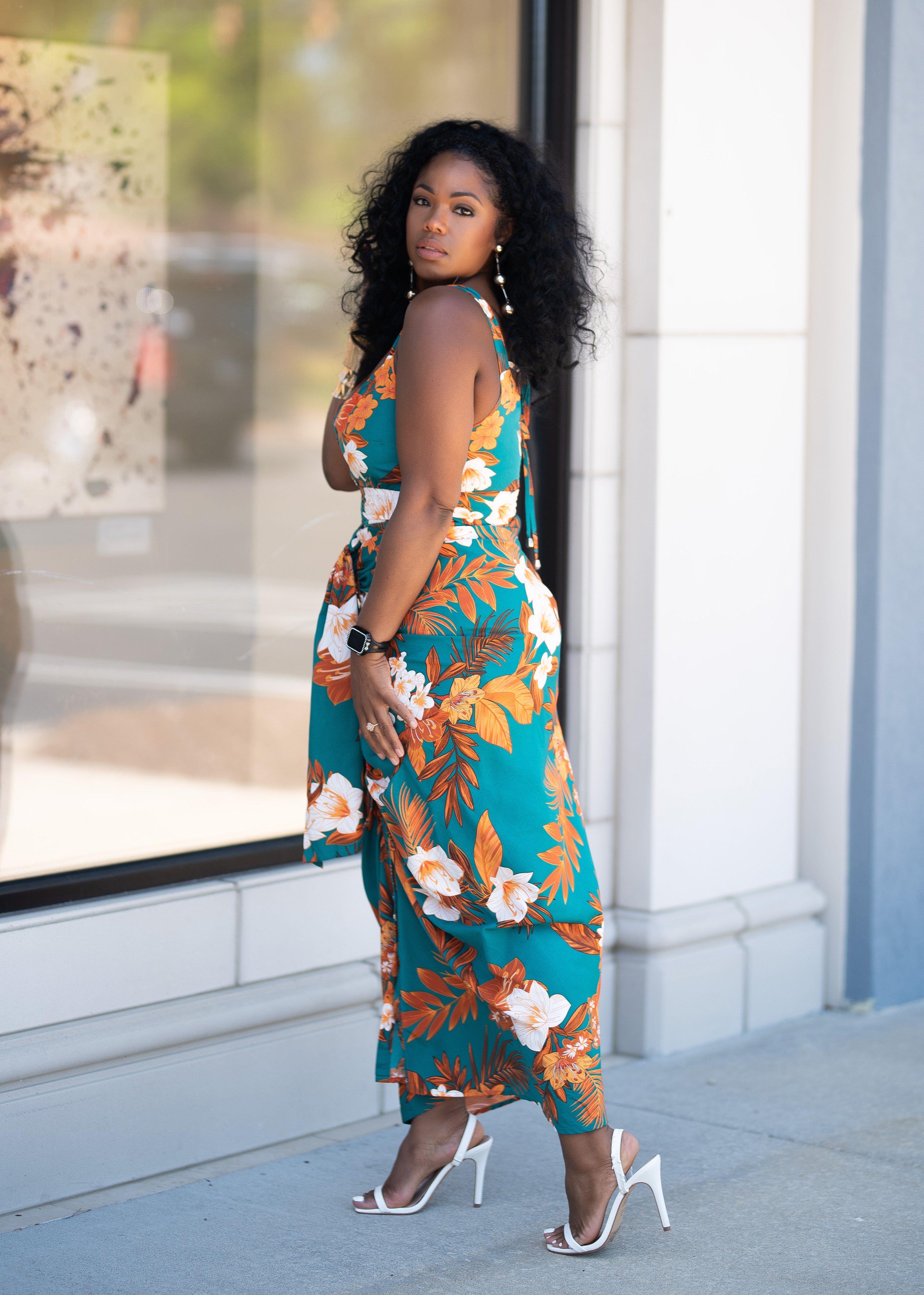 Karolyn | Waist tie Dress {Teal + Orange} PLEASE READ DESCRIPTION