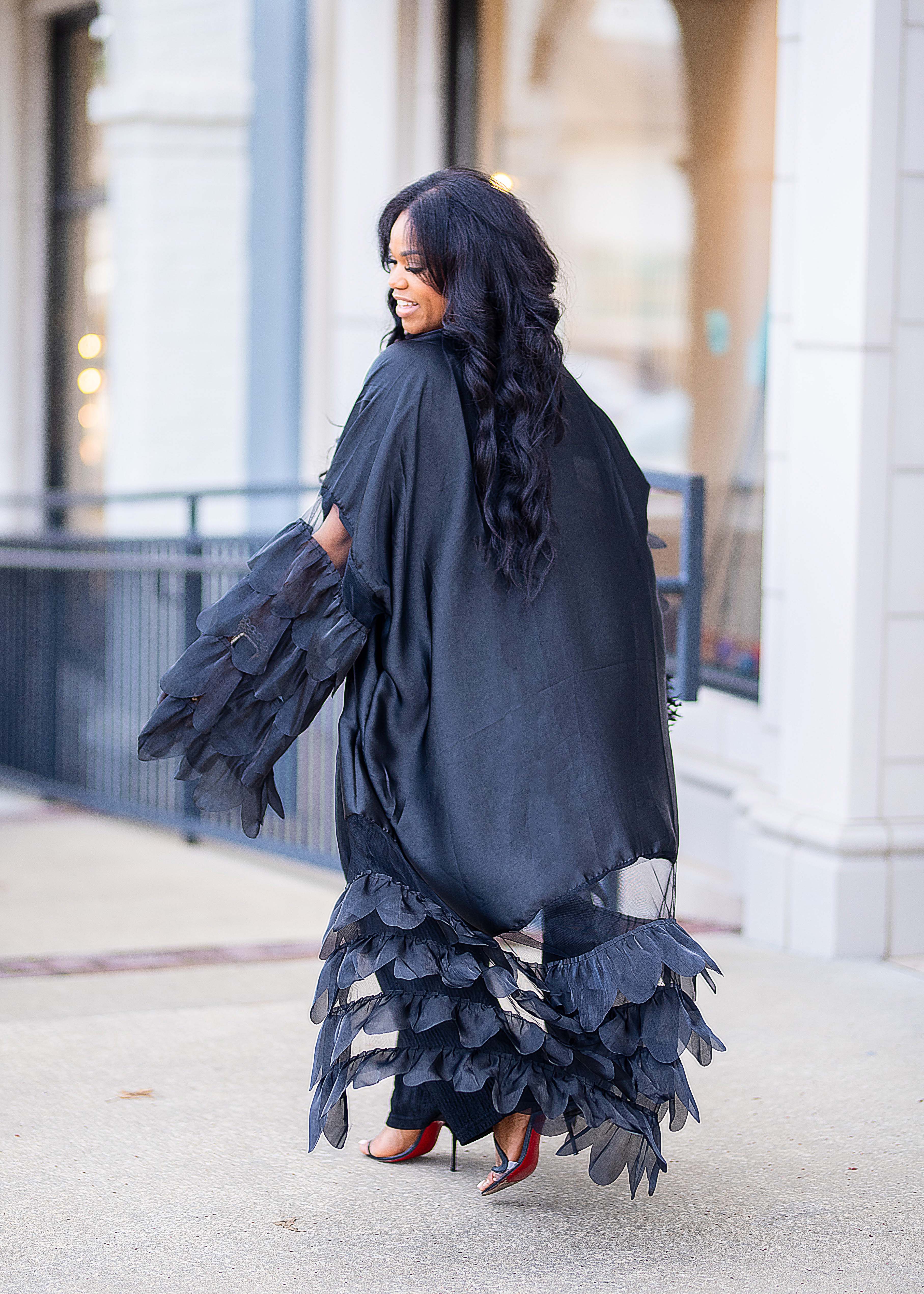 FEATHERED | Feather Kimono {Black} PREORDER | PLEASE READ DESCRIPTION AND SHIPPING TIMES
