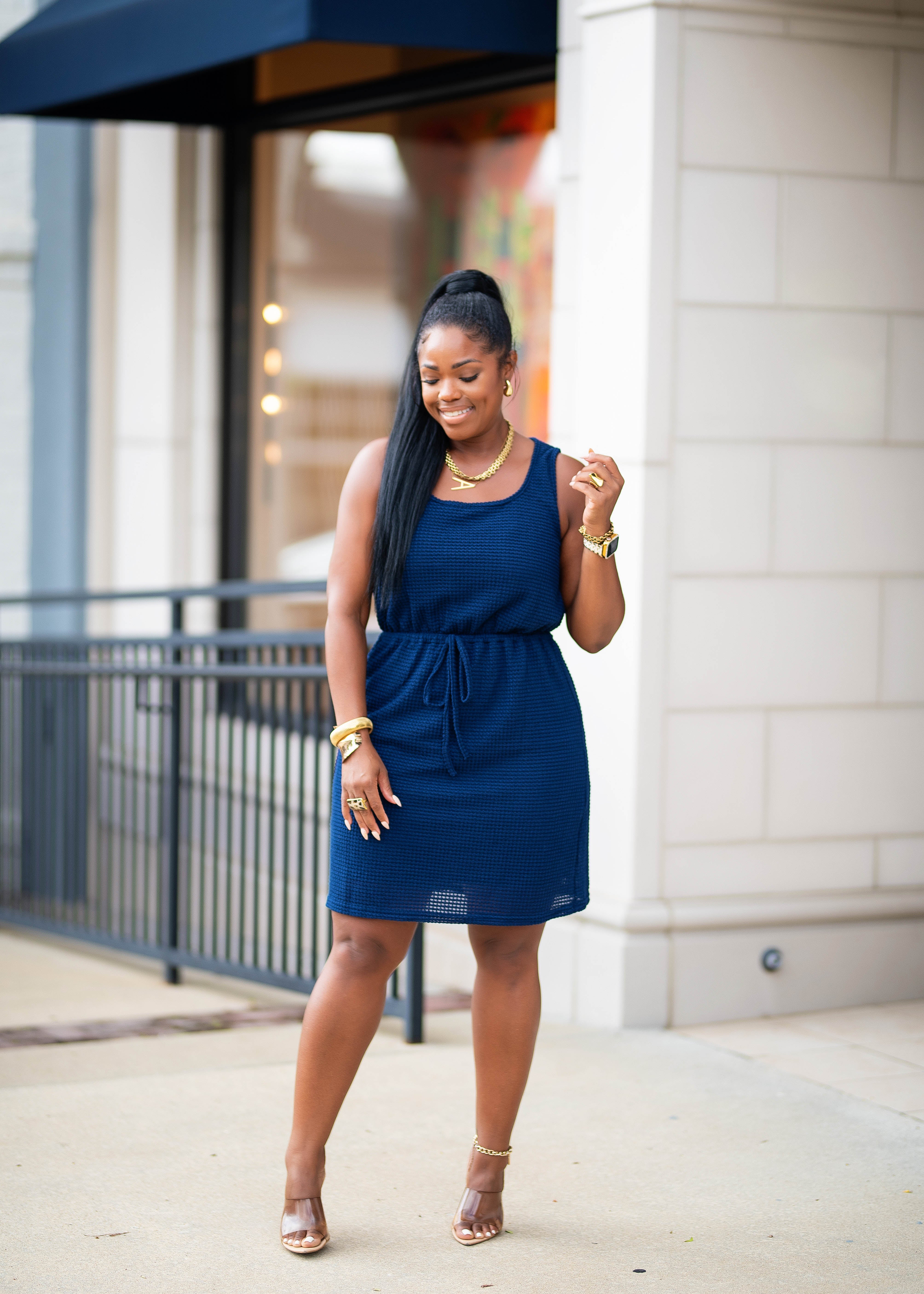 Bree |Waffle Knit Dress {Navy} PLEASE READ DESCRIPTION AND NOTE SHIPPING TIME