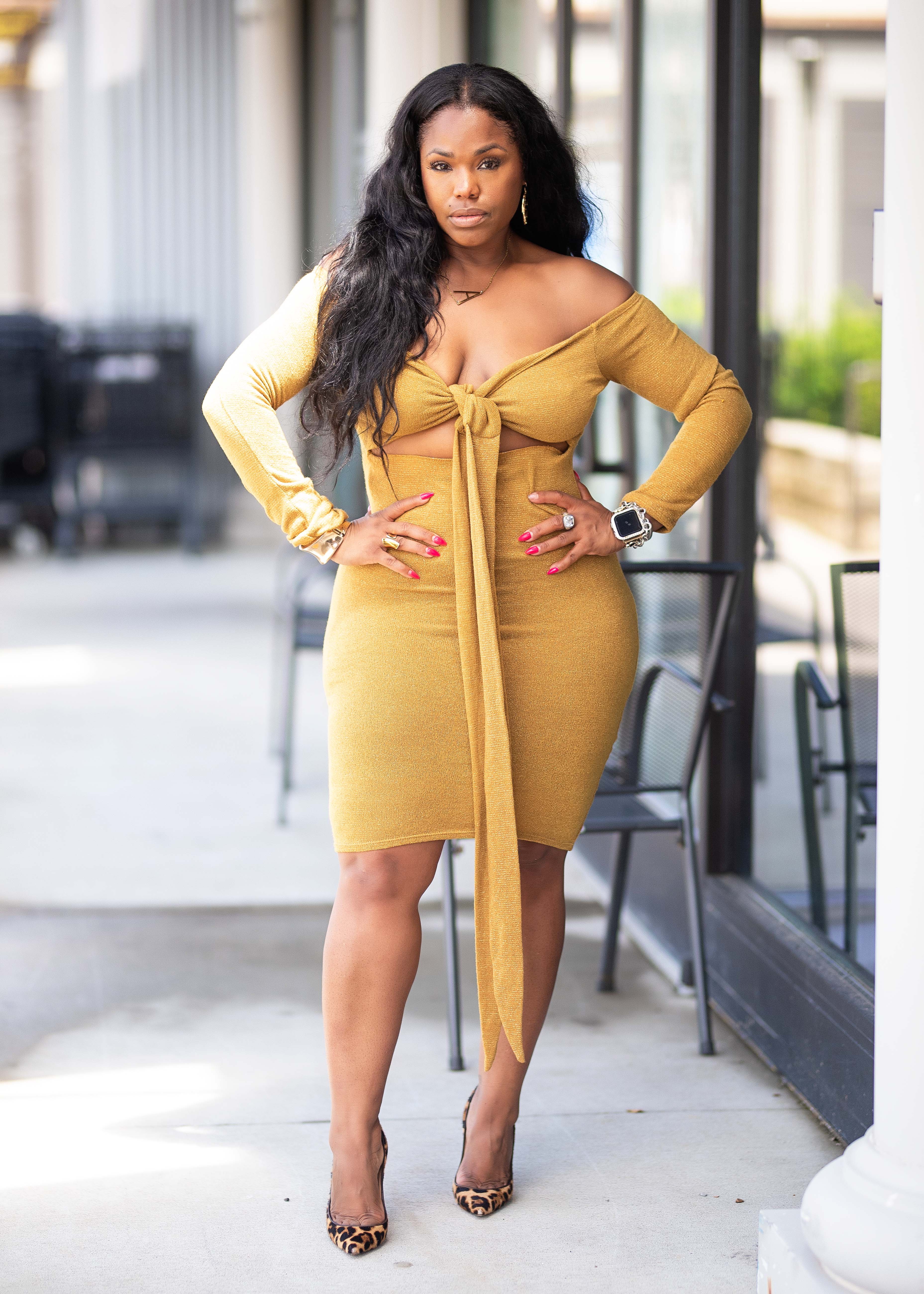 Eve | Metallic Off Shoulder Dress {Mustard} PLEASE READ DESCRIPTION