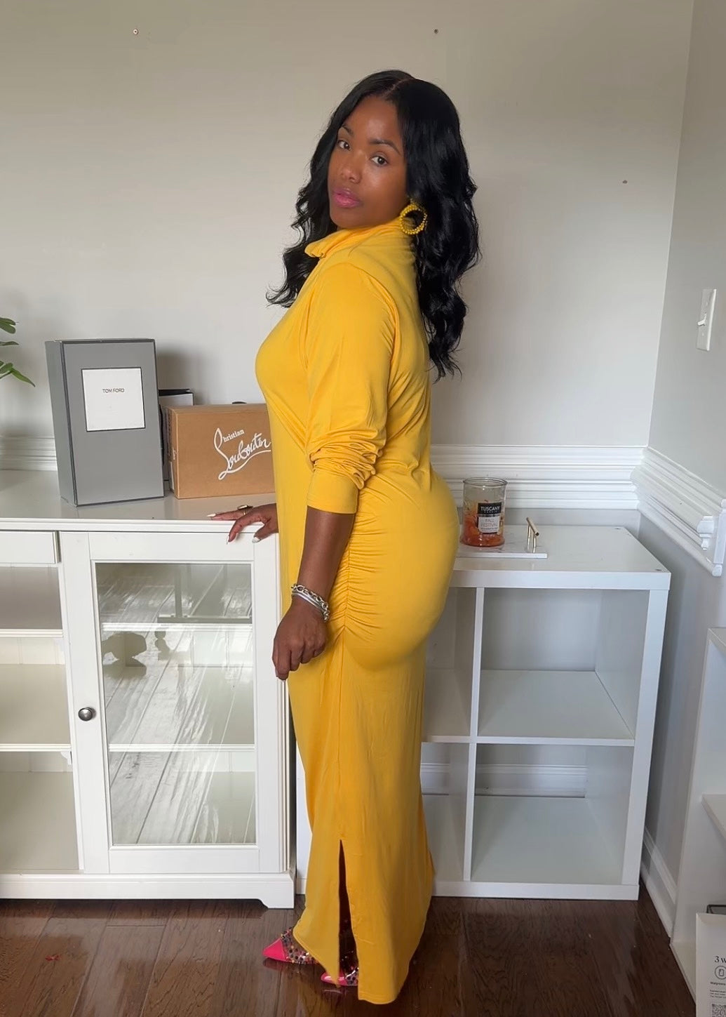 Lyllian | Turtleneck Maxi Dress {Yellow}