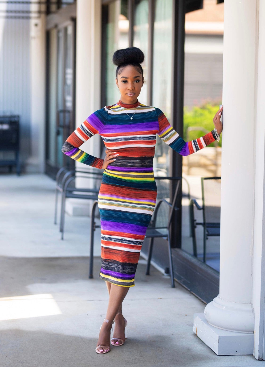 Stacy | Brushed Striped Midi Dress {Multi} PLEASE READ DESCRIPTION