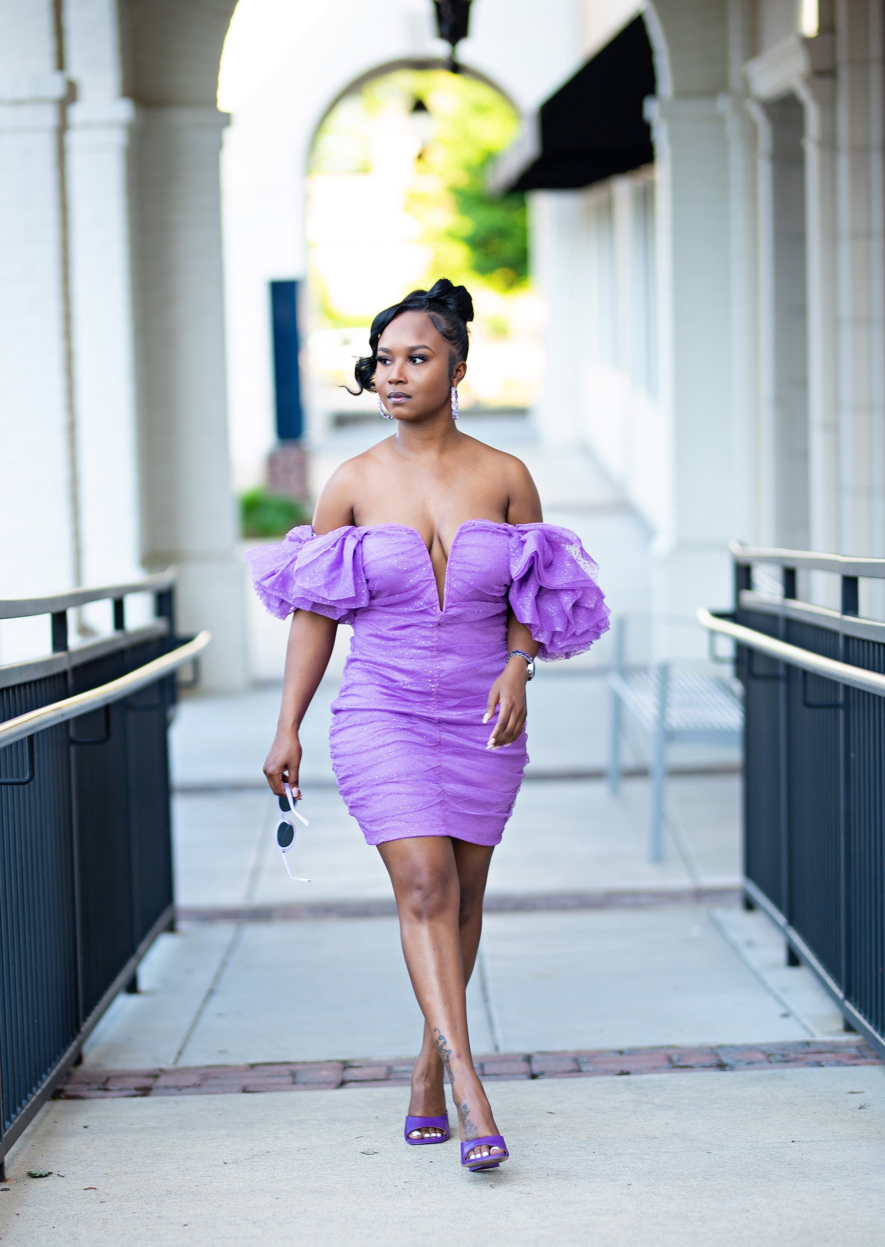 Milana | Ruched Tulle Mini Dress {Purple} PLEASE READ DESCRIPTION